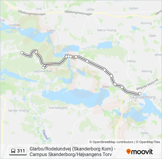 311 bus Linjekort