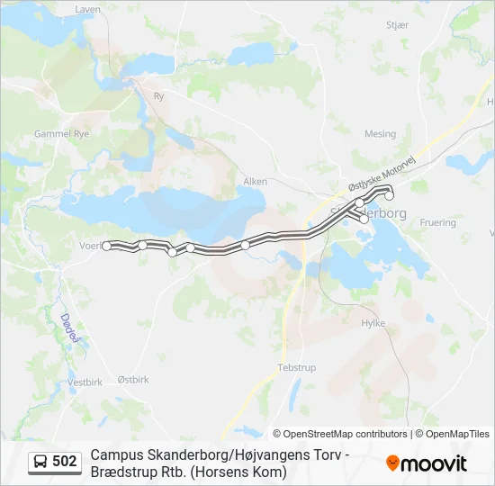 502 bus Linjekort