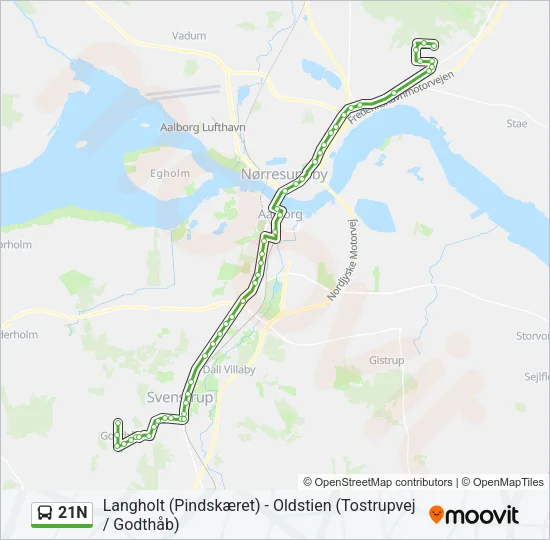 21N Bus Line Map