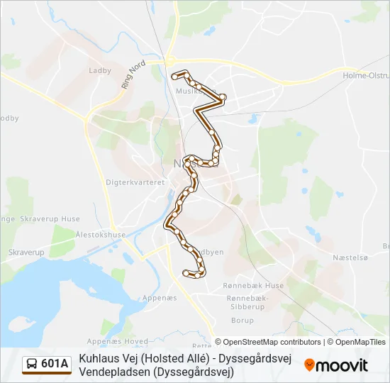601A Bus Line Map