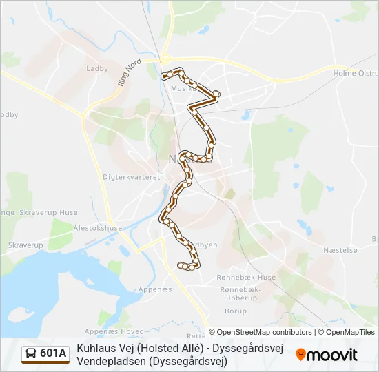 601A Bus Line Map