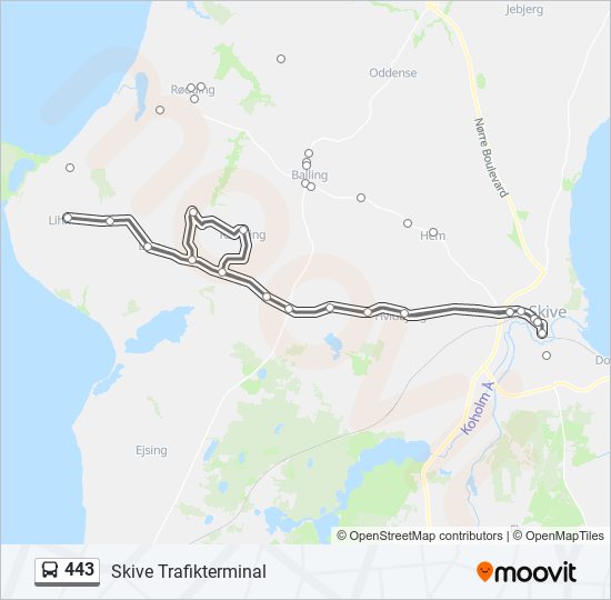 443 bus Line Map