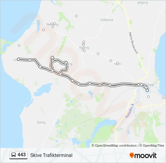 443 Bus Line Map