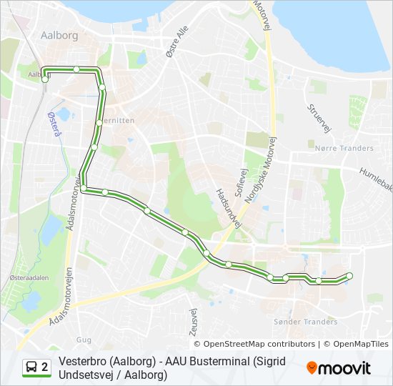 2 Rute: Rejseplaner, Stop & Kort - Aalborg Busterminal (Opdateret)