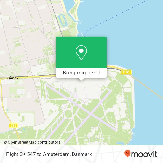Flight SK 547 to Amsterdam kort
