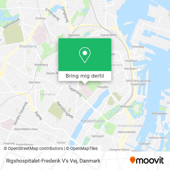 Rigshospitalet-Frederik V's Vej kort