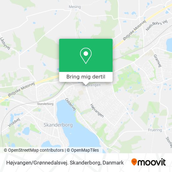 Højvangen / Grønnedalsvej. Skanderborg kort