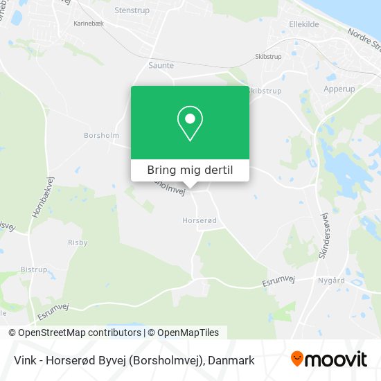 Vink - Horserød Byvej (Borsholmvej) kort
