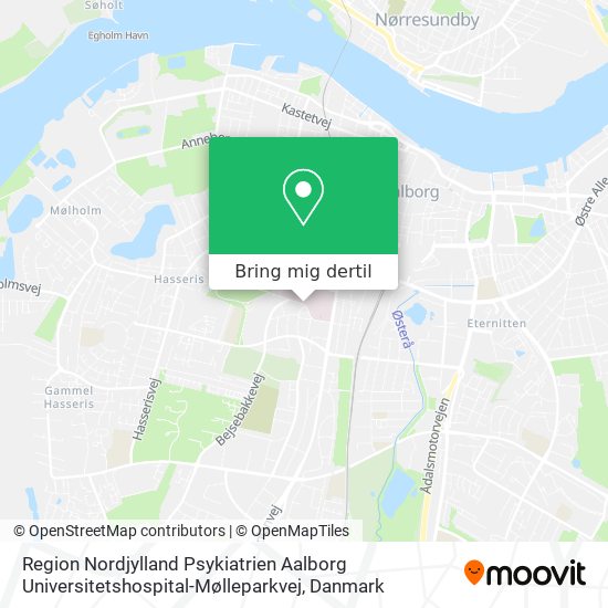 Region Nordjylland Psykiatrien Aalborg Universitetshospital-Mølleparkvej kort