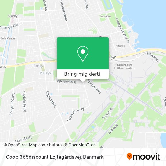 Vej til Coop 365discount Løjtegårdsvej i Tårnby med Bus, Jernbane eller
