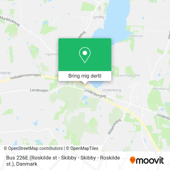 Bus 226E (Roskilde st - Skibby - Skibby - Roskilde st.) kort