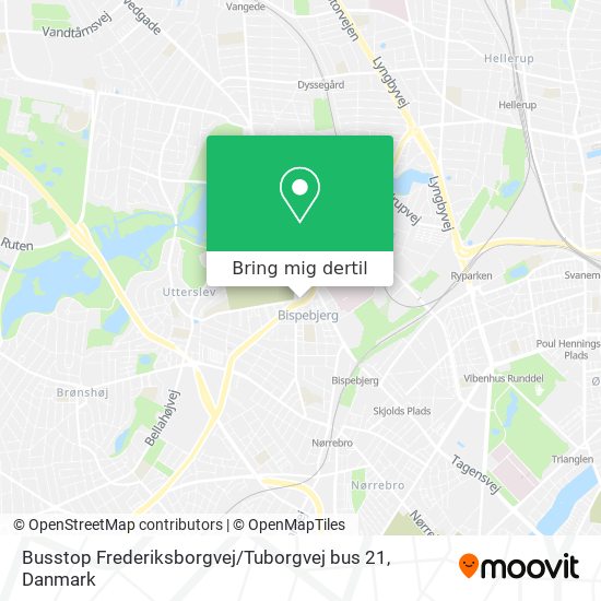 Busstop Frederiksborgvej / Tuborgvej bus 21 kort