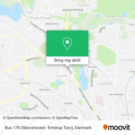 Bus 176 (Skovshoved - Emdrup Torv) kort