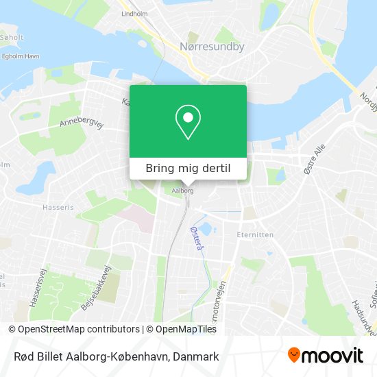 Rød Billet Aalborg-København kort