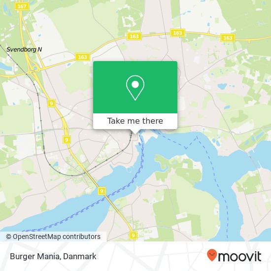 Burger Mania, Frederiksgade 9 5700 Svendborg kort