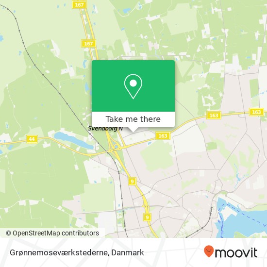 Grønnemoseværkstederne, Grønnemosevej 7 5700 Svendborg kort