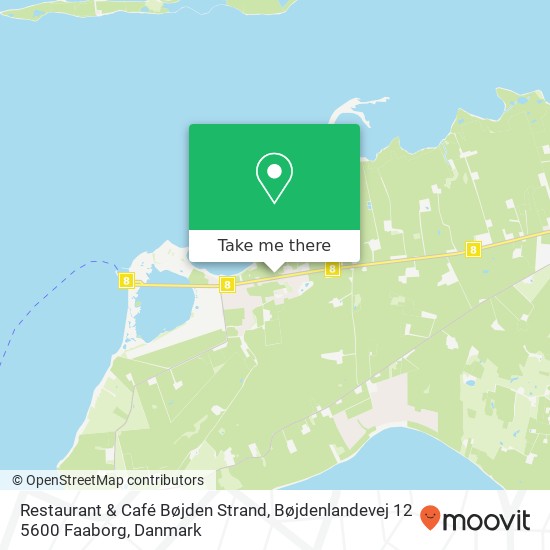 Restaurant & Café Bøjden Strand, Bøjdenlandevej 12 5600 Faaborg kort