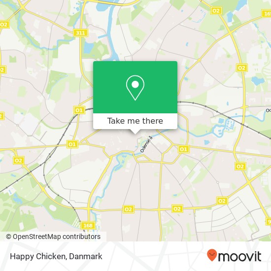 Happy Chicken, Vestergade 17 5000 Odense C kort