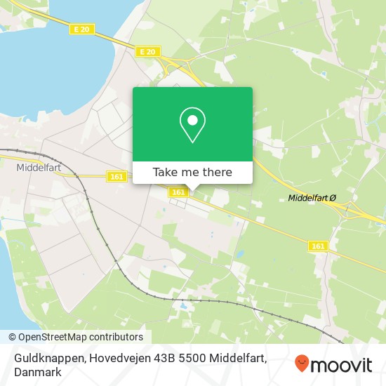 Guldknappen, Hovedvejen 43B 5500 Middelfart kort