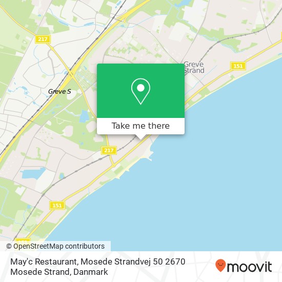 May'c Restaurant, Mosede Strandvej 50 2670 Mosede Strand kort