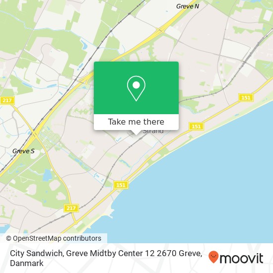 City Sandwich, Greve Midtby Center 12 2670 Greve kort