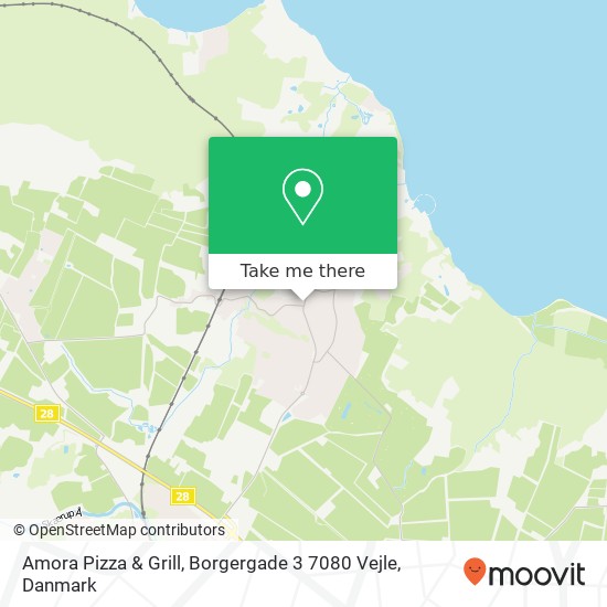 Amora Pizza & Grill, Borgergade 3 7080 Vejle kort