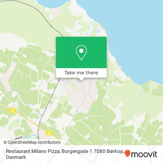 Restaurant Milano Pizza, Borgergade 1 7080 Børkop kort