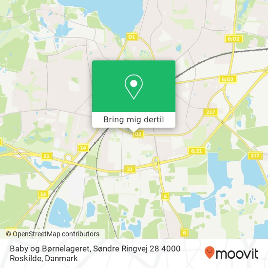 Baby og Børnelageret, Søndre Ringvej 28 4000 Roskilde kort