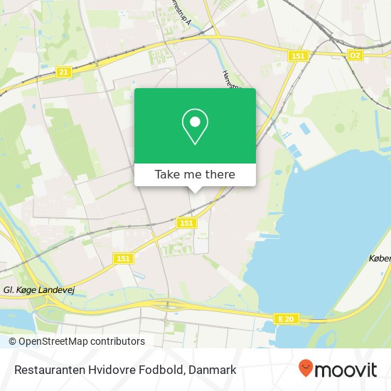 Restauranten Hvidovre Fodbold, Sollentuna Allé 1 2650 Hvidovre kort