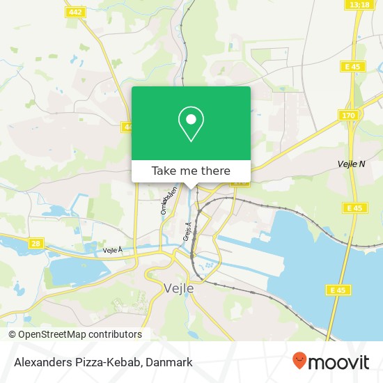 Alexanders Pizza-Kebab, Vestergade 33 7100 Vejle kort