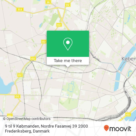 9 til 9 Købmanden, Nordre Fasanvej 39 2000 Frederiksberg kort