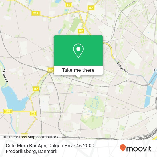 Cafe Merc.Bar Aps, Dalgas Have 46 2000 Frederiksberg kort
