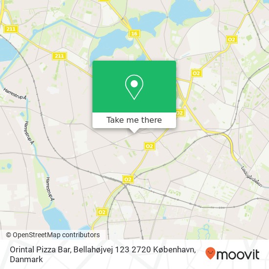 Orintal Pizza Bar, Bellahøjvej 123 2720 København kort