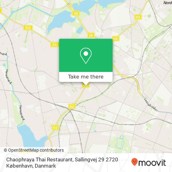 Chaophraya Thai Restaurant, Sallingvej 29 2720 København kort