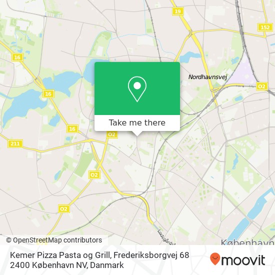 Kemer Pizza Pasta og Grill, Frederiksborgvej 68 2400 København NV kort