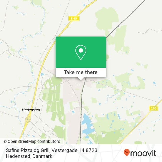 Safins Pizza og Grill, Vestergade 14 8723 Hedensted kort