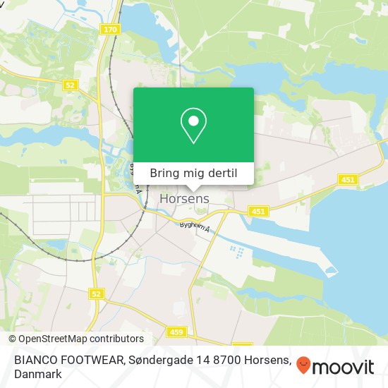 BIANCO FOOTWEAR, Søndergade 14 8700 Horsens kort