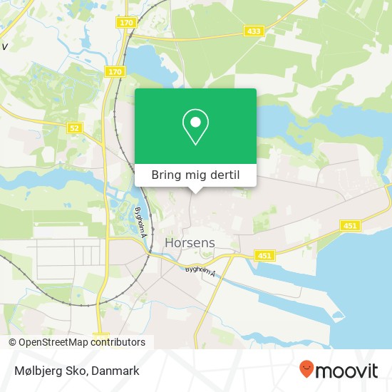 Mølbjerg Sko, Smedegade 89 8700 Horsens kort