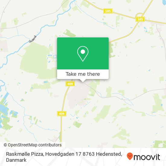 Raskmølle Pizza, Hovedgaden 17 8763 Hedensted kort