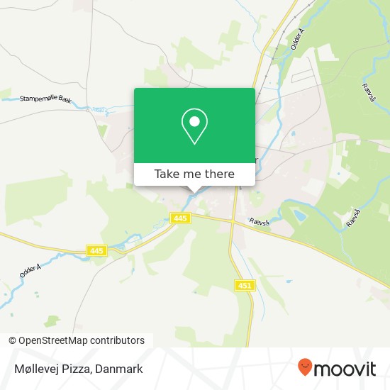 Møllevej Pizza, Møllevej 6 8300 Odder kort