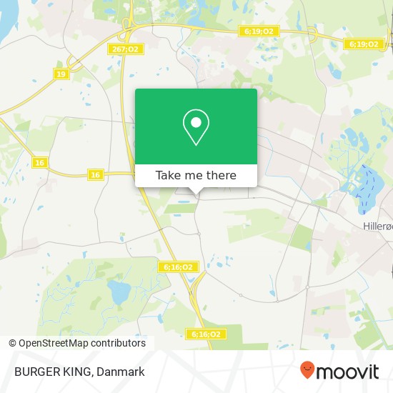 BURGER KING, Sigrunsvej 2 3400 Hillerød kort