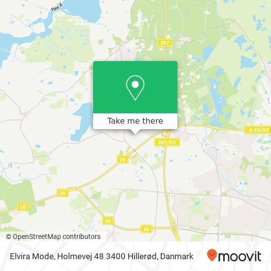 Elvira Mode, Holmevej 48 3400 Hillerød kort