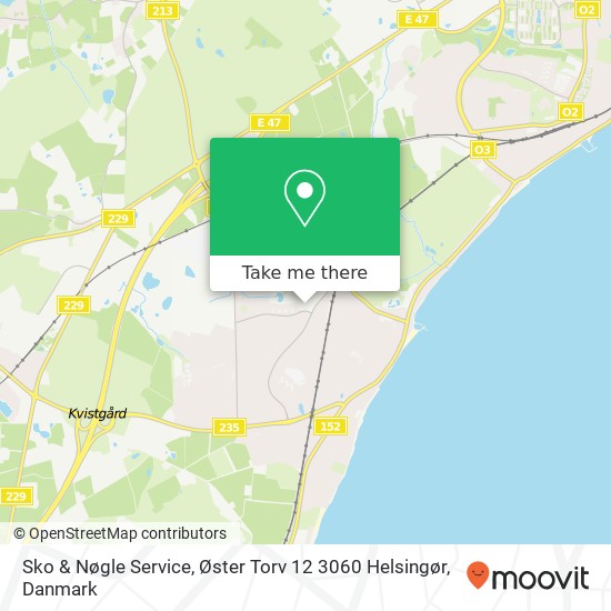 Sko & Nøgle Service, Øster Torv 12 3060 Helsingør kort