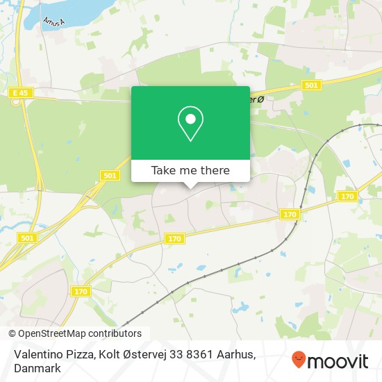 Valentino Pizza, Kolt Østervej 33 8361 Aarhus kort