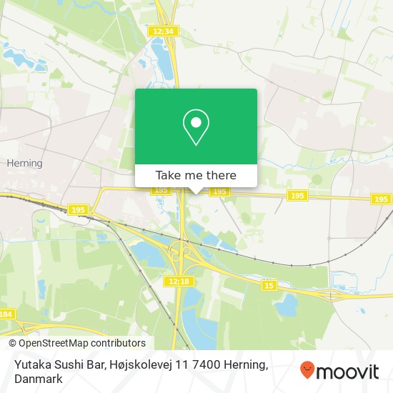 Yutaka Sushi Bar, Højskolevej 11 7400 Herning kort