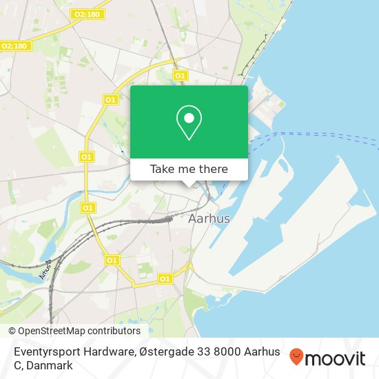 Eventyrsport Hardware, Østergade 33 8000 Aarhus C kort