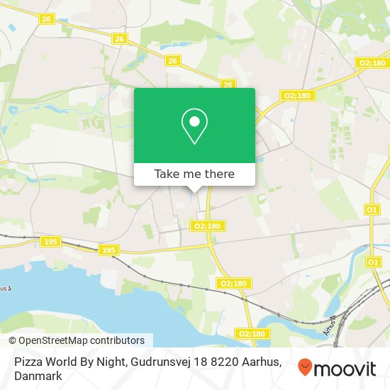 Pizza World By Night, Gudrunsvej 18 8220 Aarhus kort