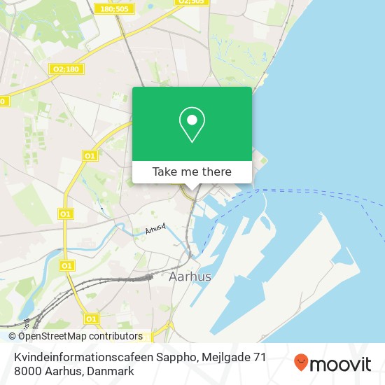 Kvindeinformationscafeen Sappho, Mejlgade 71 8000 Aarhus kort