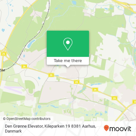 Den Grønne Elevator, Kileparken 19 8381 Aarhus kort
