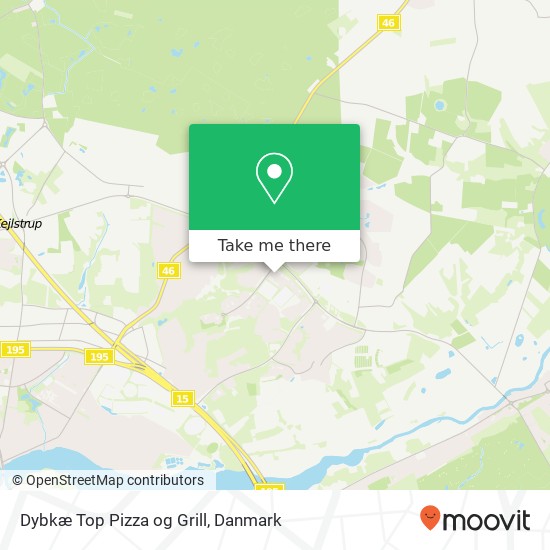 Dybkæ Top Pizza og Grill, Arendalsvej 21 8600 Silkeborg kort